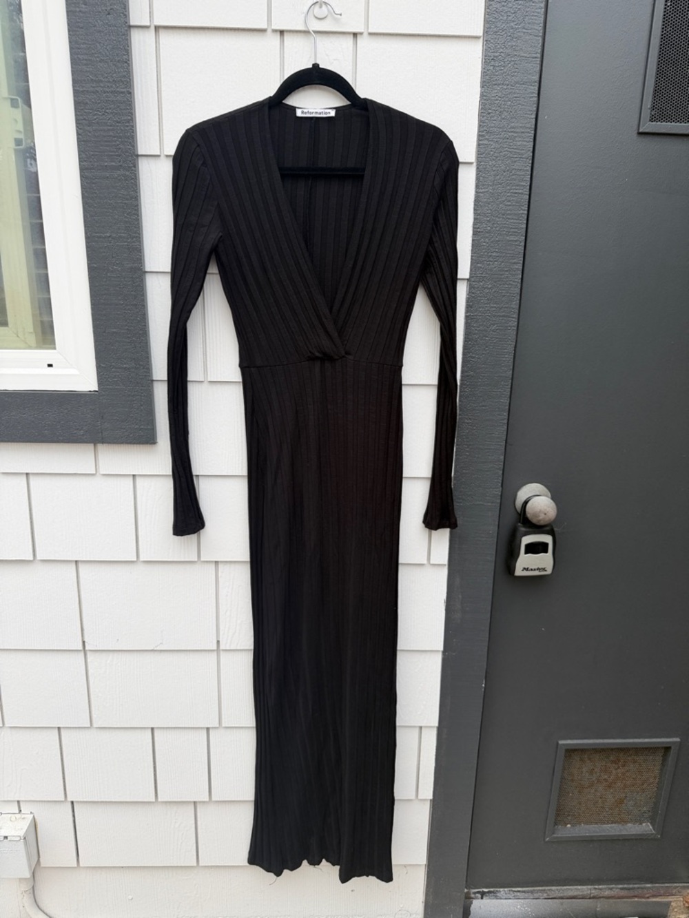 Reformation Black Ribbed Maxi Dress